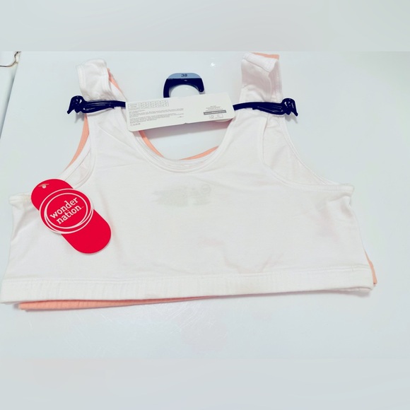 2-pack cotton NWT beginner sport bras, Rose / white, 1pc straps r NOT adjustable - Picture 4 of 15